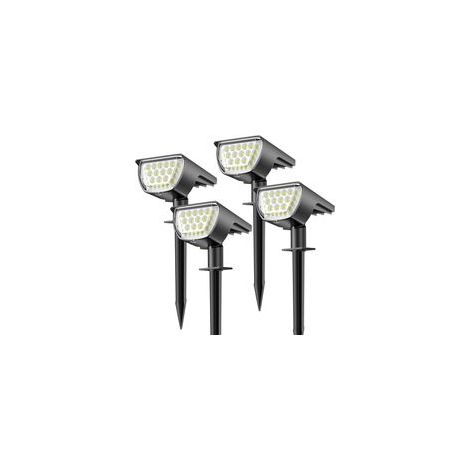 Lampe Puissante [37LED/ 4Pack] Spot Solaire Exterieur IP65 Imperméable, Lumière, Eclairage Pour Les Décorations de Jardin(Blanc Froid)