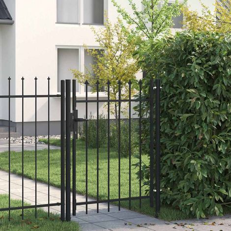 Portail de clôture Boxtel à une porte avec pointes-Portail de jardin supérieures, acier 1 x 1,2 m, noir