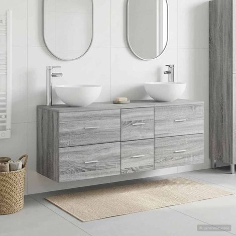 vidaXL Bathroom Cabinet Set 3 pcs Grey Sonoma 129 x 41 x 80 cm (1/5)