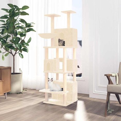 vidaXL Rascador para gatos con postes de sisal crema 180 cm (1/4)