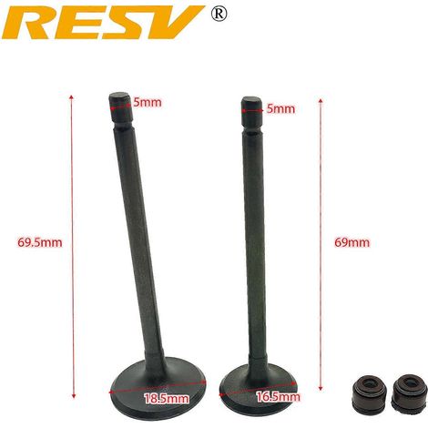 Soupape de 69 mm adaptée aux moteurs GY6-80 GY6 80 cc 139QMB 1P39QMB 147QMD 1P47QMD, support de culbuteur d'arbre à cames standard (soupapes d'admission et d'échappement). (1/5)