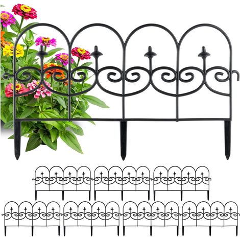8x Schwarze Gartenzaun-Gartenbegrenzung Palisaden-Rasenkanten 476 cm (1/5)