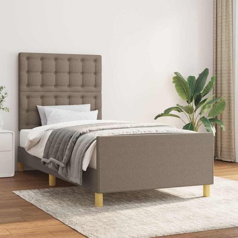 Lit simple pour adulte avec tête de lit - Cadre de lit Taupe 80x200 cm Tissu BV936206 - BonneVie (1/5)