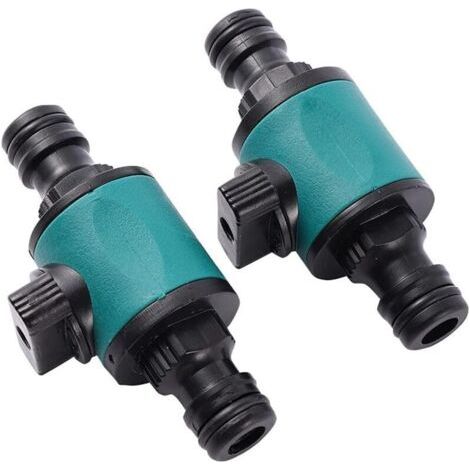 Raccord rapide en deux parties pour tuyau d'arrosage Fly de 16 mm avec vanne d'arrêt à deux voies (vert) (1/3)