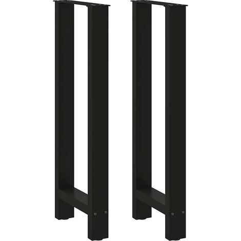 Set di 2 gambe per tavolo da bar in acciaio nero 50 x 100 cm robuste e stabili design moderno 020057580