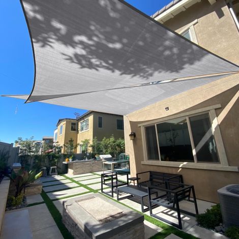 Voile d'ombrage Triangulaire pour extérieur, 3 x 3 x 3 m, Gris (Gris) pour extérieur, pergola, Voile d'ombrage Anti-UV (1/5)