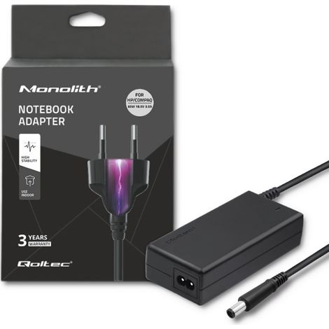 Alimentatore per laptop Qoltec HP CQ da 65 W 18,5 V 3,5 A 7,45,0+ pin + cavo di alimentazione (1/5)