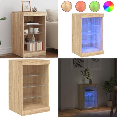 Buffet avec lumières LED chêne sonoma 41x37x67 cm - Buffet Design Moderne - Meuble Rangement - Luminaire Led - Étagère Murale - Décoration Intérieur - Home & Living (1/5)