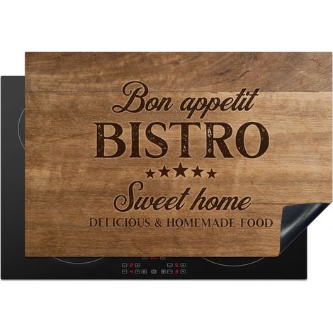 PROTECTION PLAQUE INDUCTION Citation - Bistro - Bon appétit - Sweet home - Texture du bois Cuisine Accessoire 78x52 cm