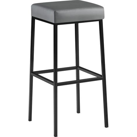 Sgabello da bar Montreal rivestito in finta pelle nero grigio (1/5)