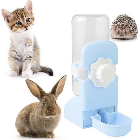 Distributeur d'eau et abreuvoir suspendu pour petits animaux (cochon d'Inde, lapin, furet), bleu (1/4)