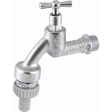 JS AUSLAUFVENTIL MIT RB, RV, SV KNEBEL-OT, 1/2", MATT CHROM, DVGW