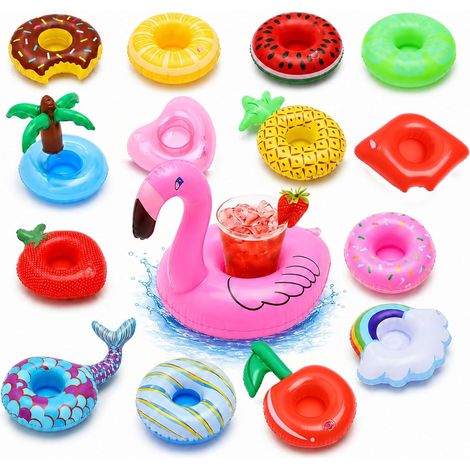 Lot de 15 porte-gobelets gonflables pour piscine avec pompe à air, porte-gobelet flottant, porte-gobelet gonflable pour enfants, famille, fêtes à la piscine (1/5)