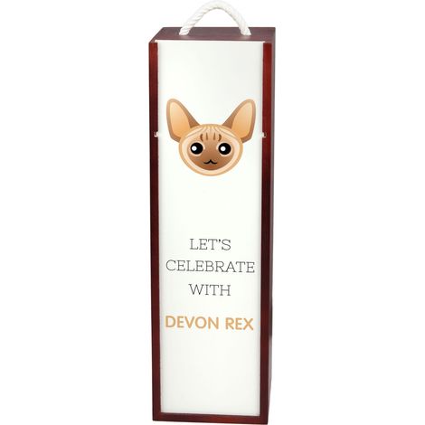 Devon Rex - caja de vino con gráficos e inscripción de Art-Dog (1/5)