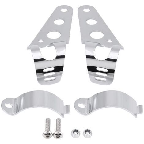 1 par de soportes de acero inoxidable para faros de motocicleta, soporte de montaje universal (plateado) (1/4)