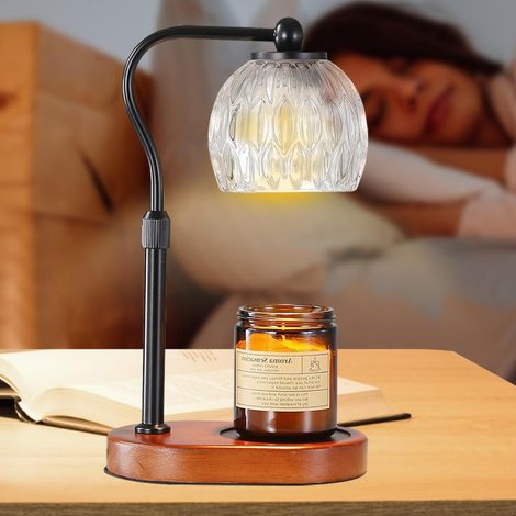 Kerzenwärmerlampe, Kerzenwärmerlampe mit Timer und Dimmer, Kerzenwärmer, höhenverstellbar, Duftkerzen, mit 2 Glühbirnen für Kerzen im Glas, flammenlose Duftkerze, Schwarz [Energieklasse G] (1/5)