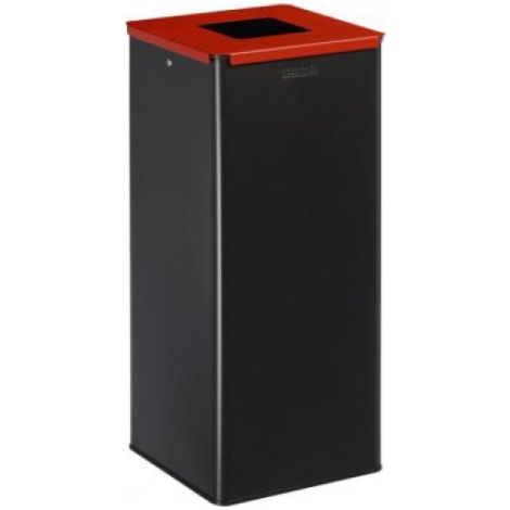 Poubelle de tri sélectif Calitri - métal - 40l - gris manganèse / rouge signalisation - RAL 3020 (1/3)