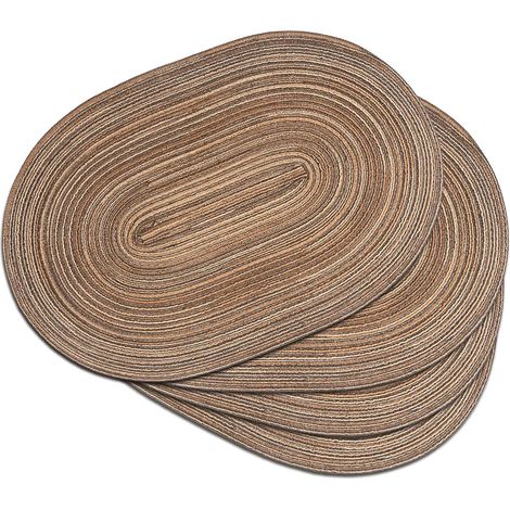 Juego de 4 manteles individuales ovalados, antideslizantes, lavables, resistentes al calor, ideales para restaurantes, cocinas, fiestas y decoración diaria (marrón). (1/5)