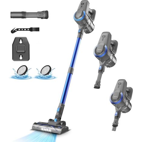 Aspirateur Balai sans Fil N300, 25KPa & 2 Vitesses, Aspirateur sans fil 175W, Aspirateur Léger, 50Min Autonomie, 6 en 1 Aspirateur Balai sans Sac pour Les Poils d'animaux, Tapis, Canapé, Voiture