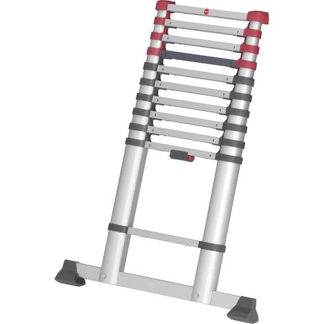 Hailo – Échelle télescopique aluminium 11 échelons – Hauteur de travail max. 3.95 m – Charge max. 150 kg – Norme DIN EN 131