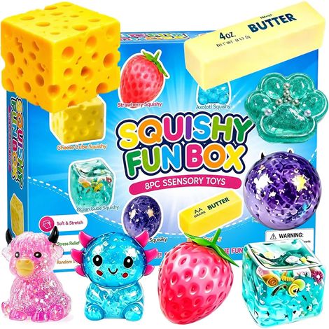 Überraschungspackung mit 8 „Squishy Box“-Squishies, kreative „Malt Sugar“-Squishies mit langsamer Rückstellkraft, ideal zum Stressabbau für die Hände, als Schreibtischdekoration oder als Geburtstagsge (1/5)