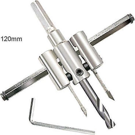 Verstellbarer Bohrer für Holzbearbeitung, Lochöffner, Kreislochsäge für Metall und Holz, 1 Stück - 120 mm) (1/3)