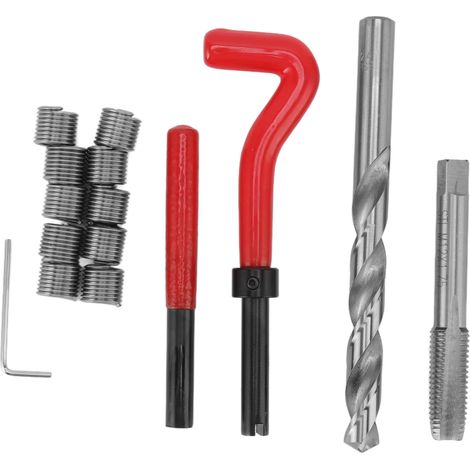 Ortviai Kit de Réparation de Filetage M12x1,75 en Acier Rapide Rouge – 15 Inserts + Foret + Taraud + Outil d’Installation (1/5)