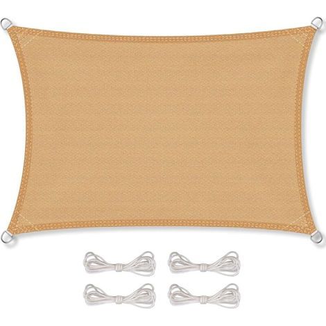 CelinaSun Voile d'ombragePare-Soleil Jardin Balcon Polyéthylène HDPE Respirant Rectangle 2 x 5 m Beige Sable (1/5)
