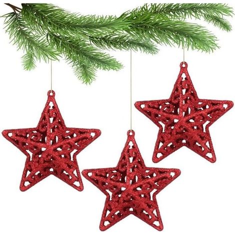 Ornements de sapin de Noël - Noname - Boules rouges ajourées - Incassables - 10,5 cm - Set de 3 pcs (1/4)