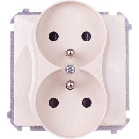 Simon Basic Doppelsteckdose mit/ohne 16A IP20 mit Schienenabdeckung, beige BMGZ2Mz.01/12