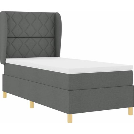 Cama con Somier y Colchón Gris Oscuro 90x190 cm de Tela vidaXL (1/5)