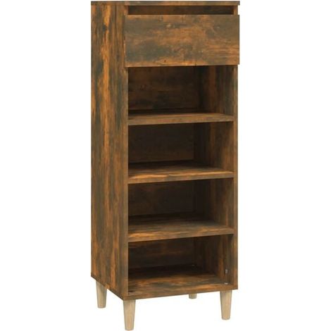 Meuble à chaussures, chêne fumé, 40 x 36 x 105 cm, bois d'ingénierie (1/5)