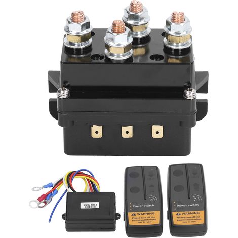 Télécommande sans fil 12V DC500A pour treuil, relais solénoïde, compatible 8000-12000 lbs, quad UTV, kit de commande à distance (1/5)