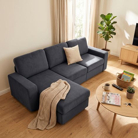 FX-P60EU-DG (SOFA 5180-41) - Canapé d’angle multifonction avec 4 compartiments de rangement, canapé avec ottomane, canapé confortable pour salon, meilleur rapport qualité-prix, 245,5 cm (1/5)