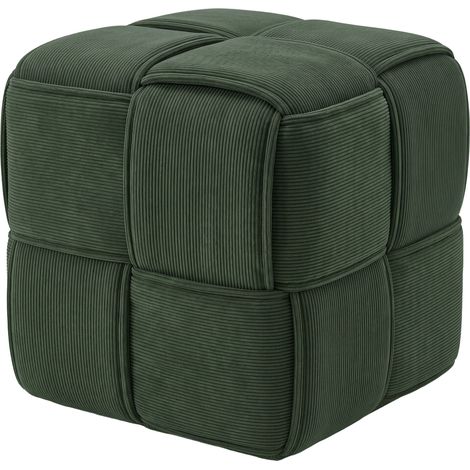 Sgabello imbottito in velluto a coste Forinta Verde scuro (1/5)