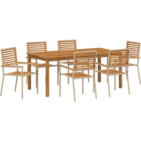 Maison Exclusive - Set da Pranzo per Giardino 7 pz Beige Legno di Acacia Massello (1/5)