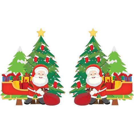 Autocollants Père Noël et sacs cadeaux pour décorations de Noël à fenêtres