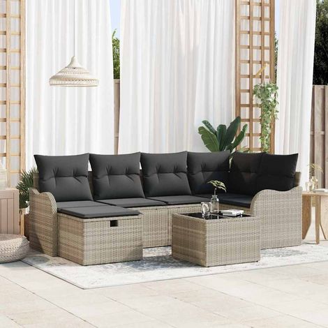 Set Divano da Giardino 7 pz Poly Rattan vidaXL (1/5)