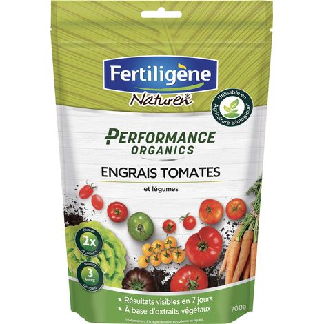 Engrais Granulés Performance Organics Tomates, Légumes 700 g -Résultats dès 1semaine -Nourrit pendant 3 mois -Avec extraits végétaux enrichi en guano marin -Pour 14m² (1/5)