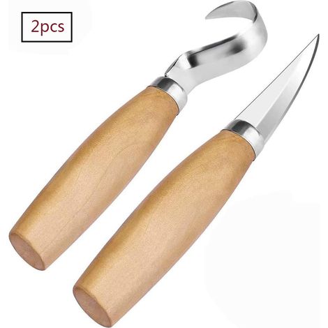 Couteau De Sculpture Bois - Lame Pointue Et Arrondie - Traitement Thermique Rc 58-60 - Pour Cuillères Bols Kuksa - Kit Sculpture Bois ×1 (1/5)