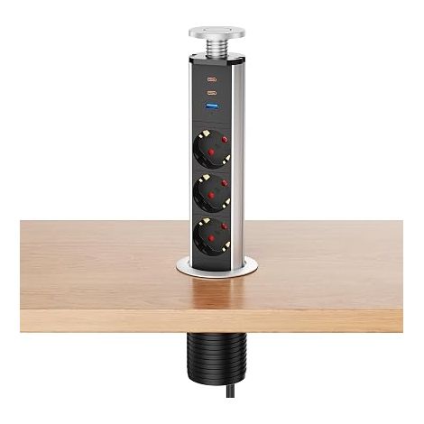 Prise encastrable Plan de Travail avec 3 Prises, USB-C, Ø60 mm (1/5)