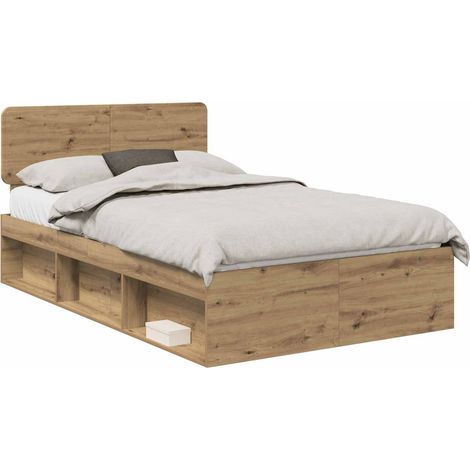 Bed Frame Artisian Oak 120 x 200 cm Solid Pine Wood vidaXL