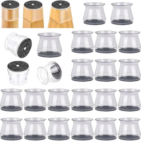 Chair Leg Protectors, 24 Pieces of Transparent Silicone Chair Leg Protectors, Suitable for Hardwood and Tile Floors (1/5)