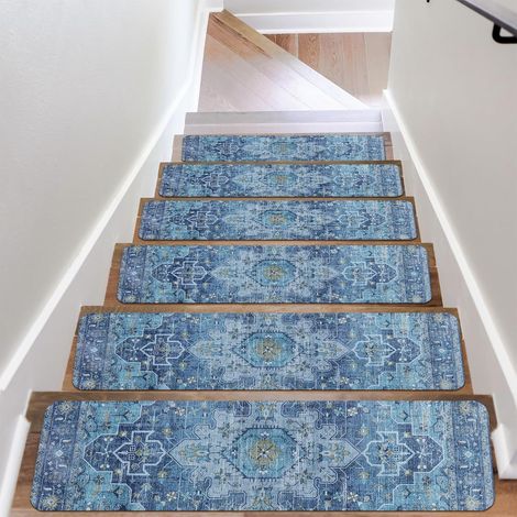 Lot de 5 tapis d'escalier d'intérieur, tapis de sol, tapis d'escalier, tapis d'escalier antidérapants, tapis d'escalier de bord, 76 x 20 cm (1/5)