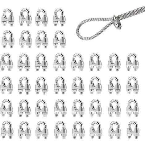 40 Kabelbinder, 4 mm Kabelbinder, U-Bügel 304, Kabelbinder aus Edelstahl, für Kabel und Stahldrähte, Wäscheleine (1/5)