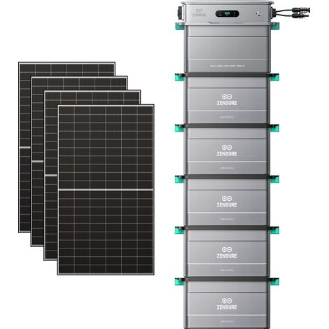 Zendure SolarFlow 800 Pro 2 - Stockage énergétique solaire domestique 800W, gestion intelligente, IP65, avec 500Wx4 Panneau Bifacial, avec 5xAB2000L