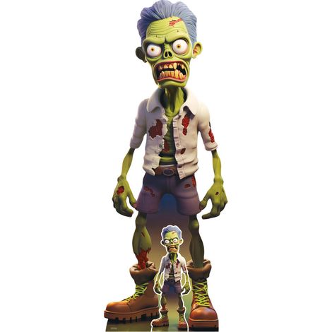 Figurine en carton zombie vert - Halloween - Haut 183 cm (1/5)