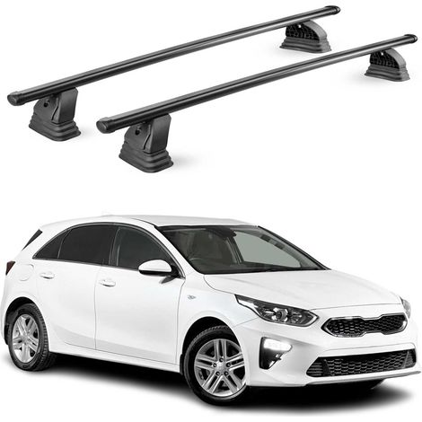 OMAC Barres de toit transversales en acier pour Kia Cee'd III 2018-2026 – TÜV / DIN 75302:2019 – Antivol inclus – Rainure en T (accessoires) – Charge max 75 kg – 2 barres – Noir (1/5)