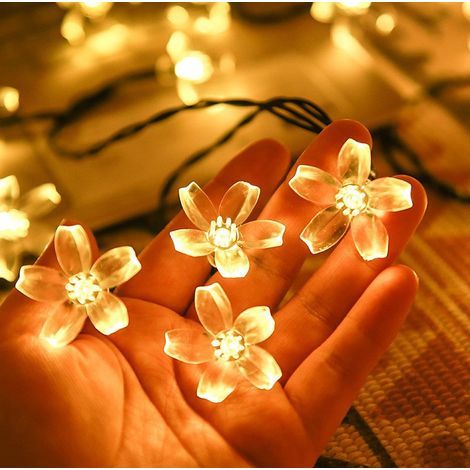 Solar-powered cherry blossom string lights - 8 lighting modes - warm white light - 6.5 meters, 30 bulbs (1/5)