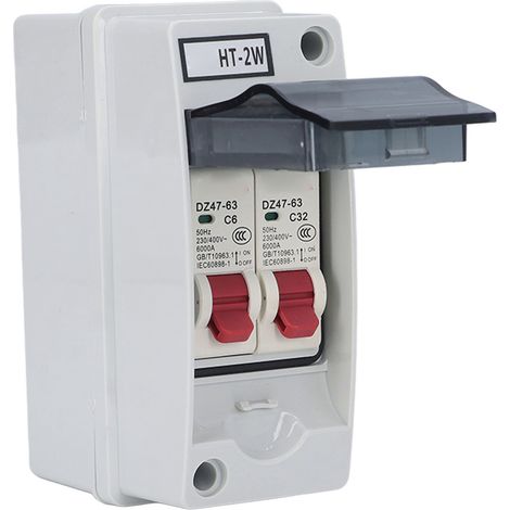 Boîte de dérivation étanche IP65 2 voies ignifuge pour disjoncteur modulaire type C extérieur 6A 32A (1/5)